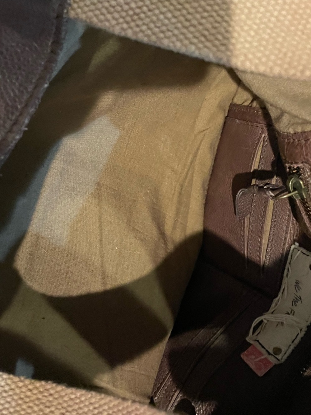 Free People Tan and Brown Suede Canvas Messenger Bag - Picture 3 of 3